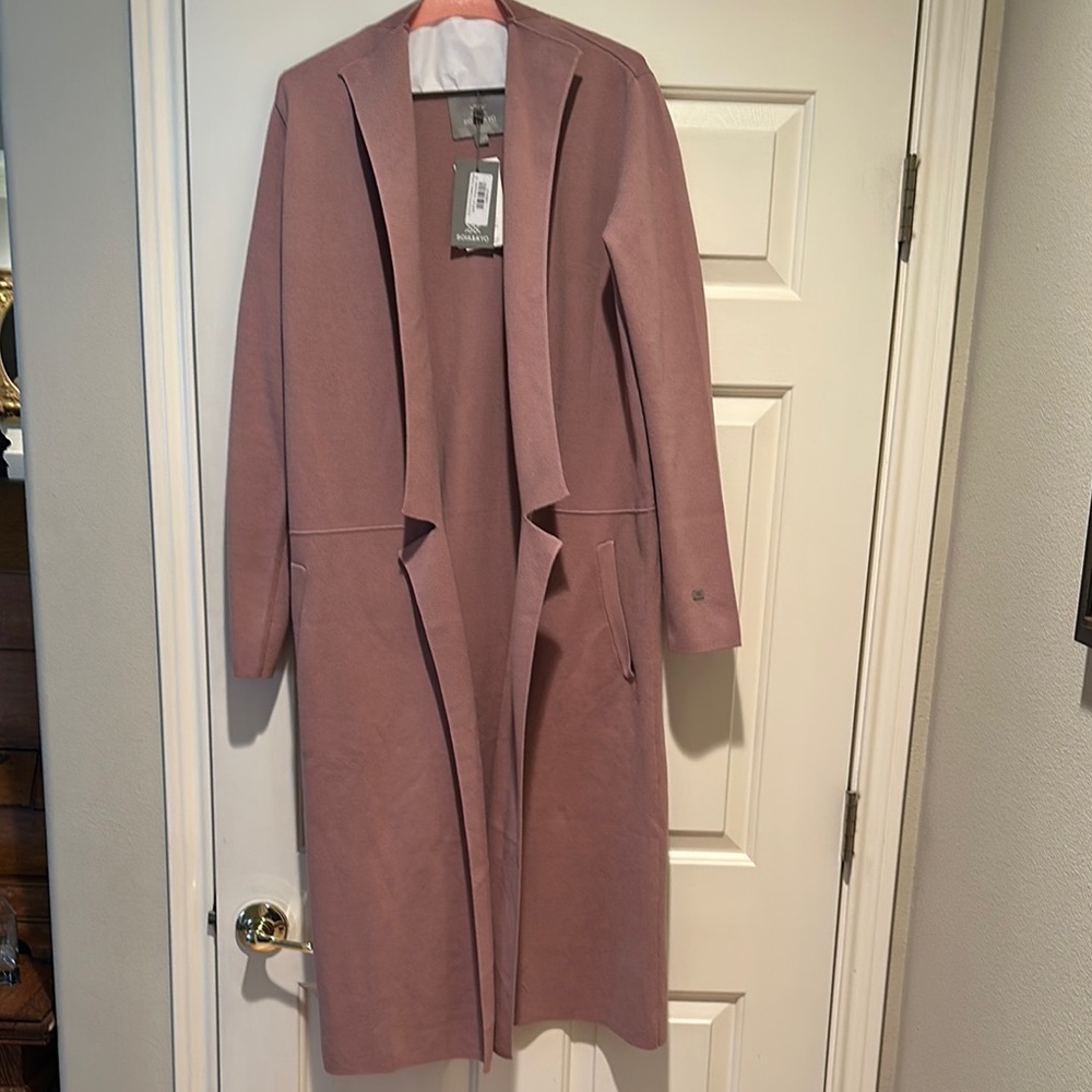 Soia & Kyo Pink Trench Coat with Open Front and Relaxed Fit